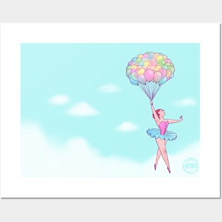 Balloon Ballerina with Sky Posters and Art